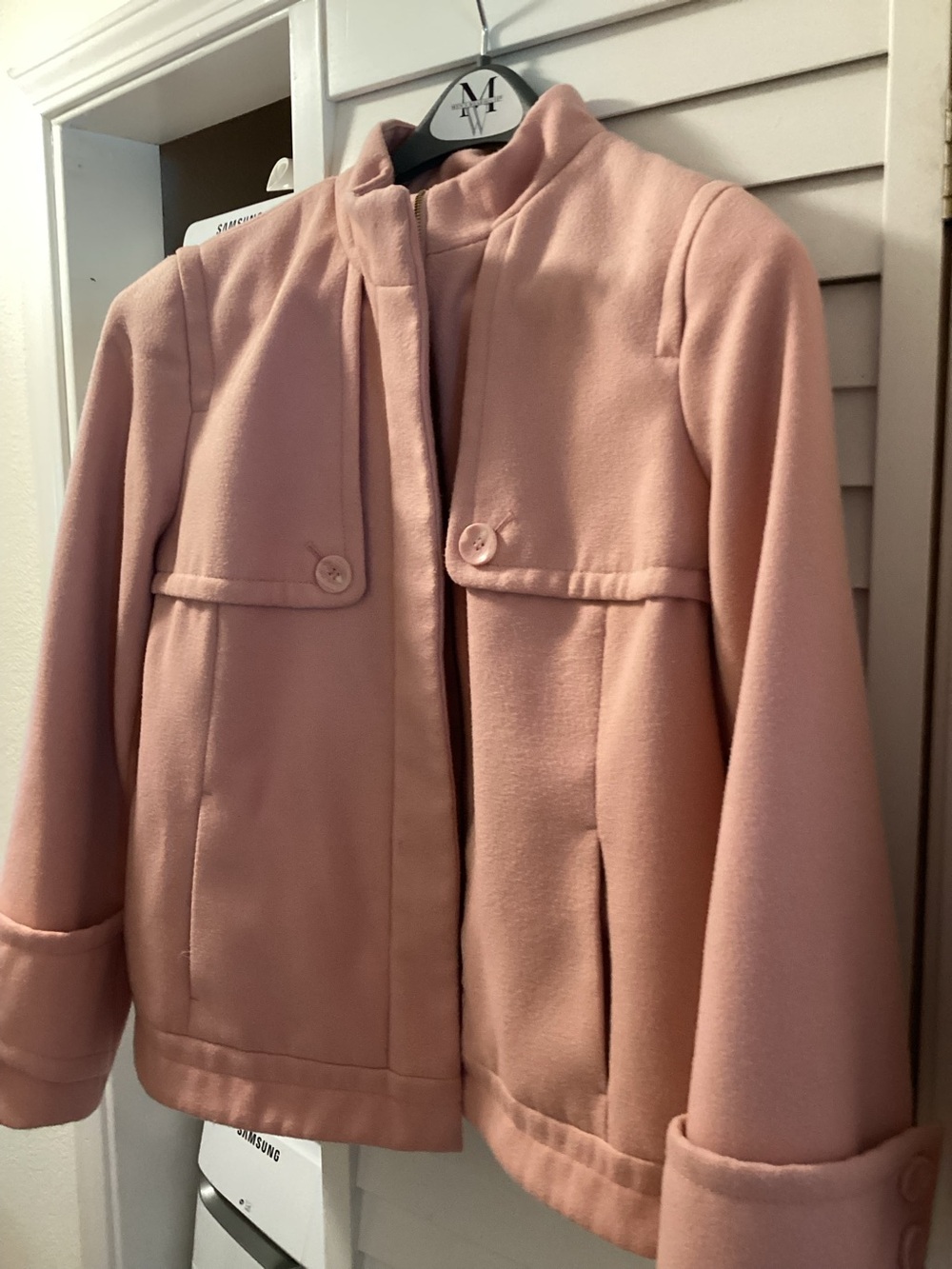 Chico’s Pink Short Wool-Blend Jacket